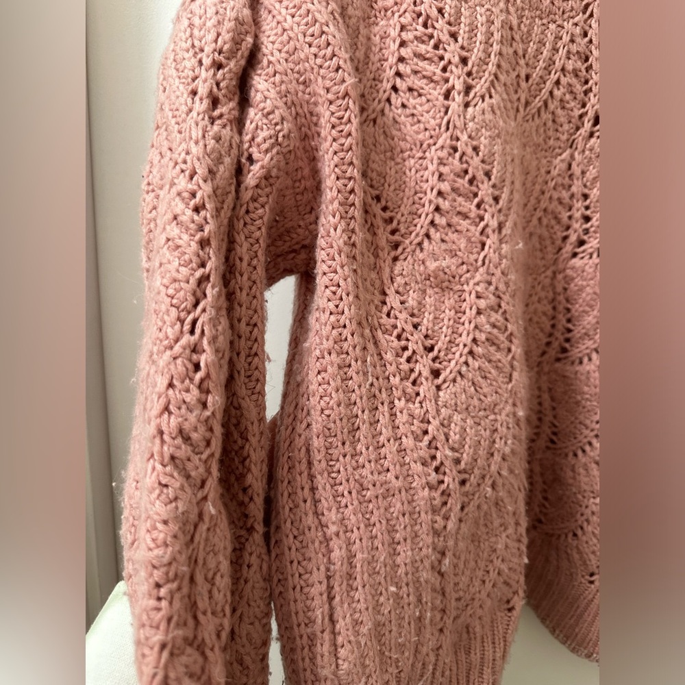 ~ANTHROPOLOGIE~ SPLENDID Chunky Knit Crewneck Sweater in Dusty Pink Color - Picture 10 of 10